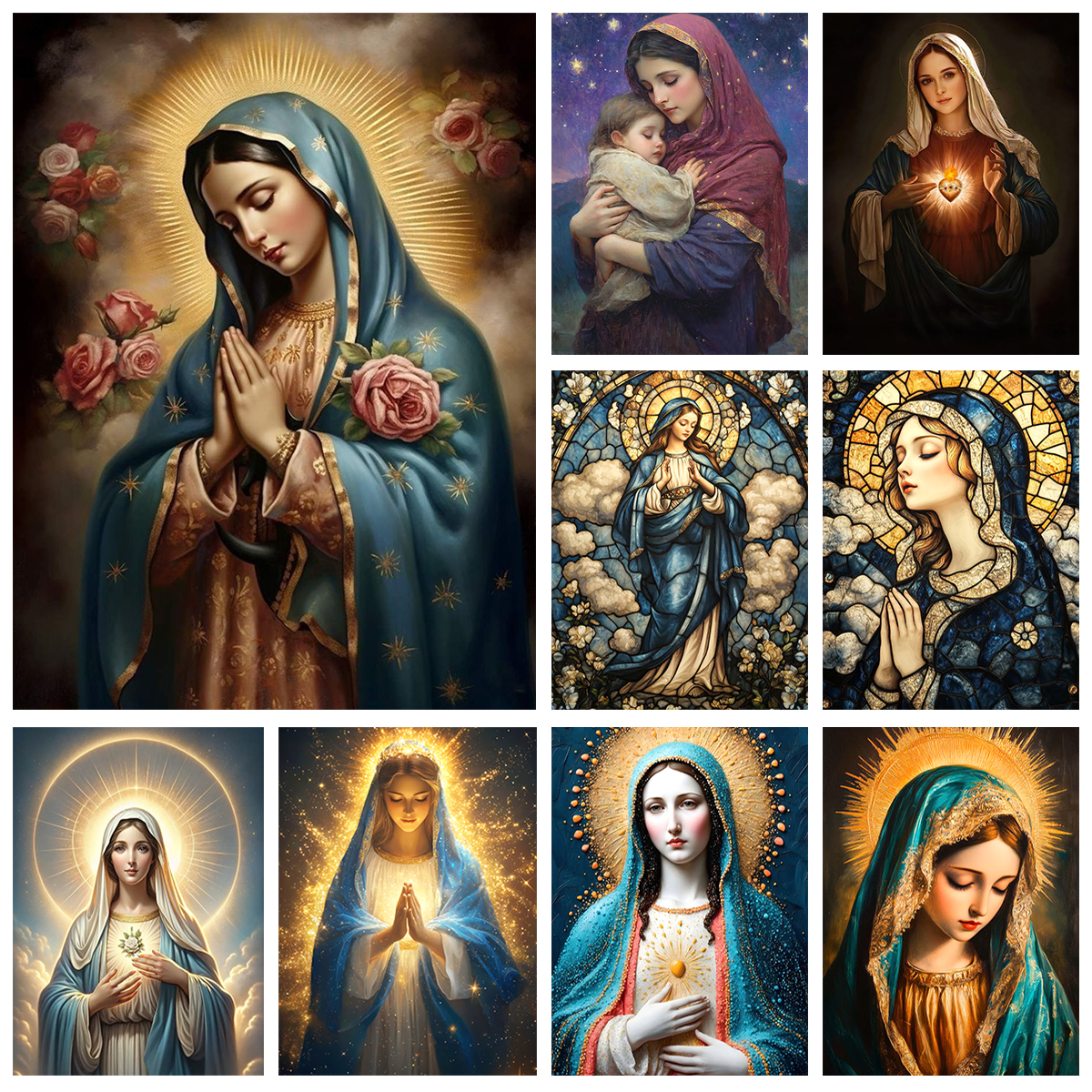 Embroidery Cream - Virgin Mary Diy Diamond Painting Christian