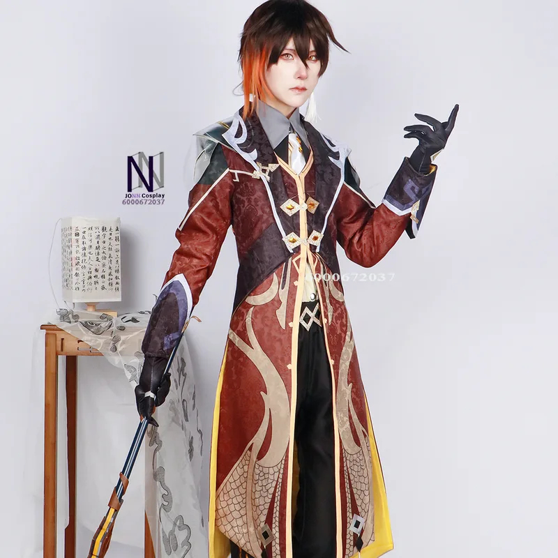 Embroidery Knit - 3'x,4'f\6/Men's Impact Zhongli Cosplay Costume -
