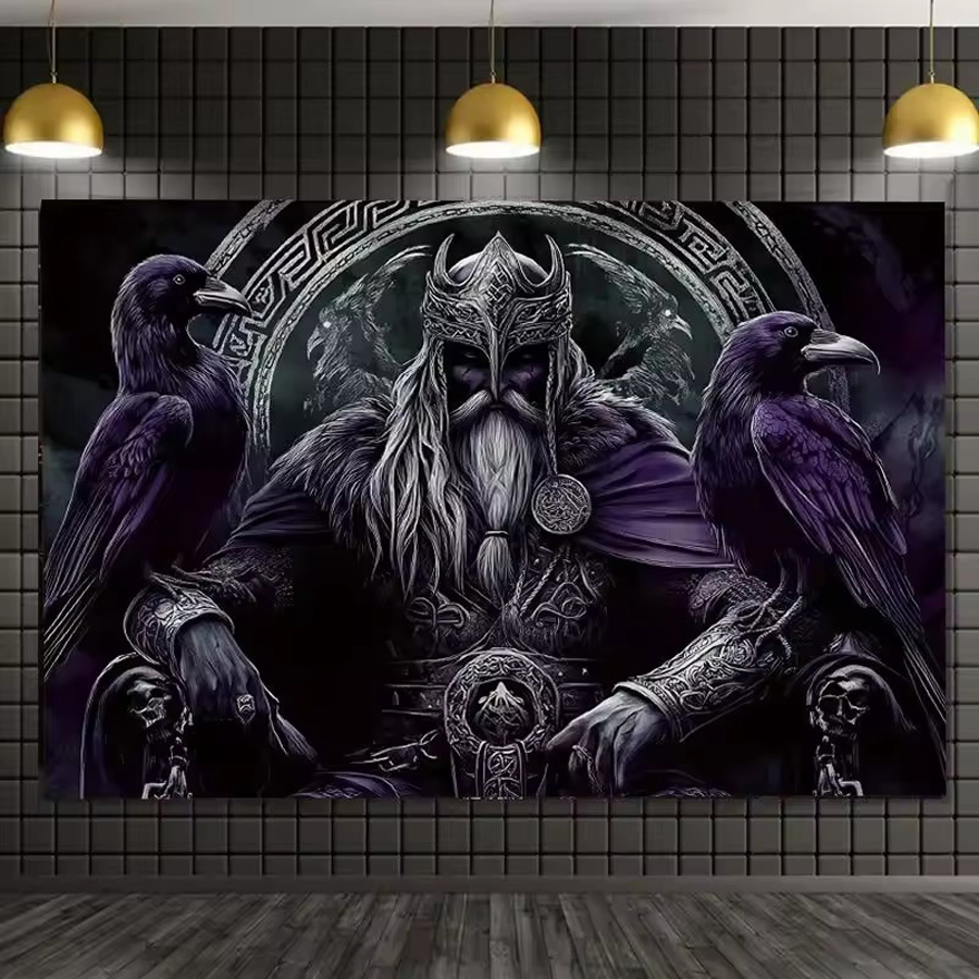 Embroidery Cross Stitch Patterns - Viking Warrior Raven pattern Diamond Painting