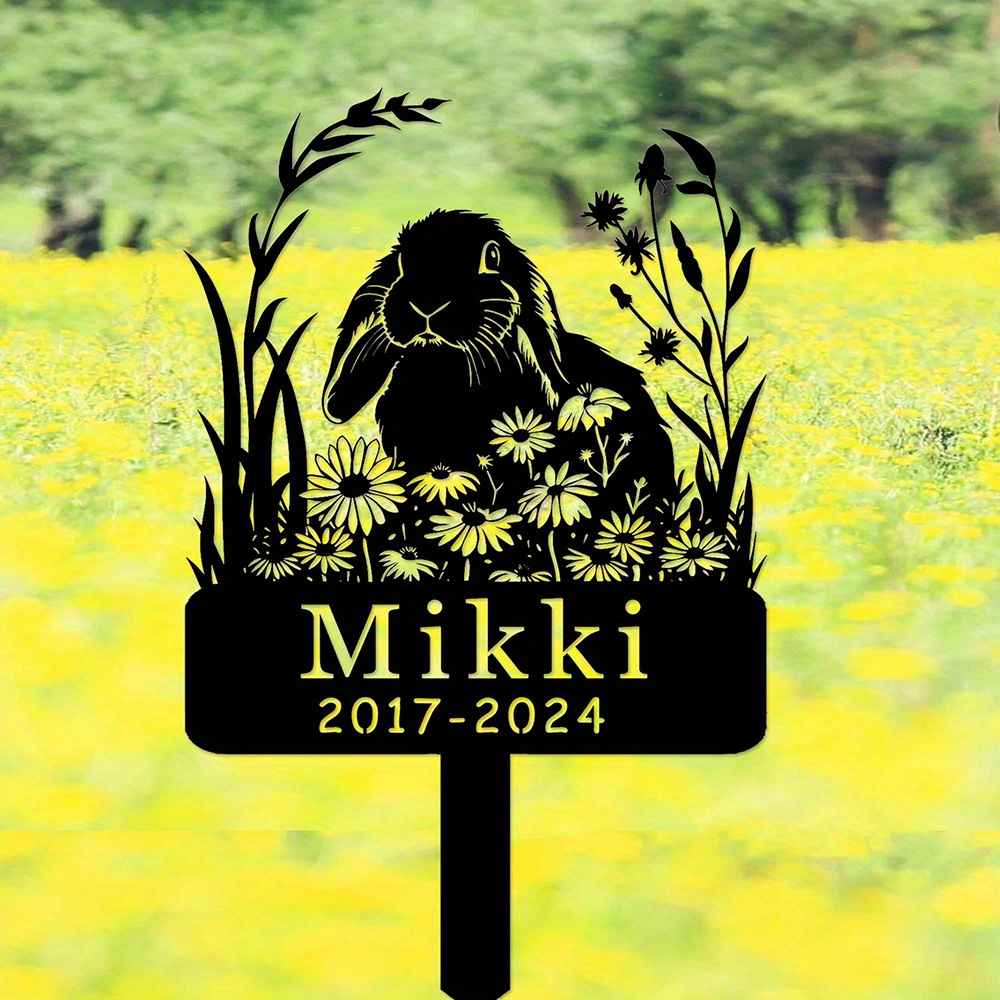 Embroidery Garden - Custom Lop-Eared Rabbit Memorial Metal Garden