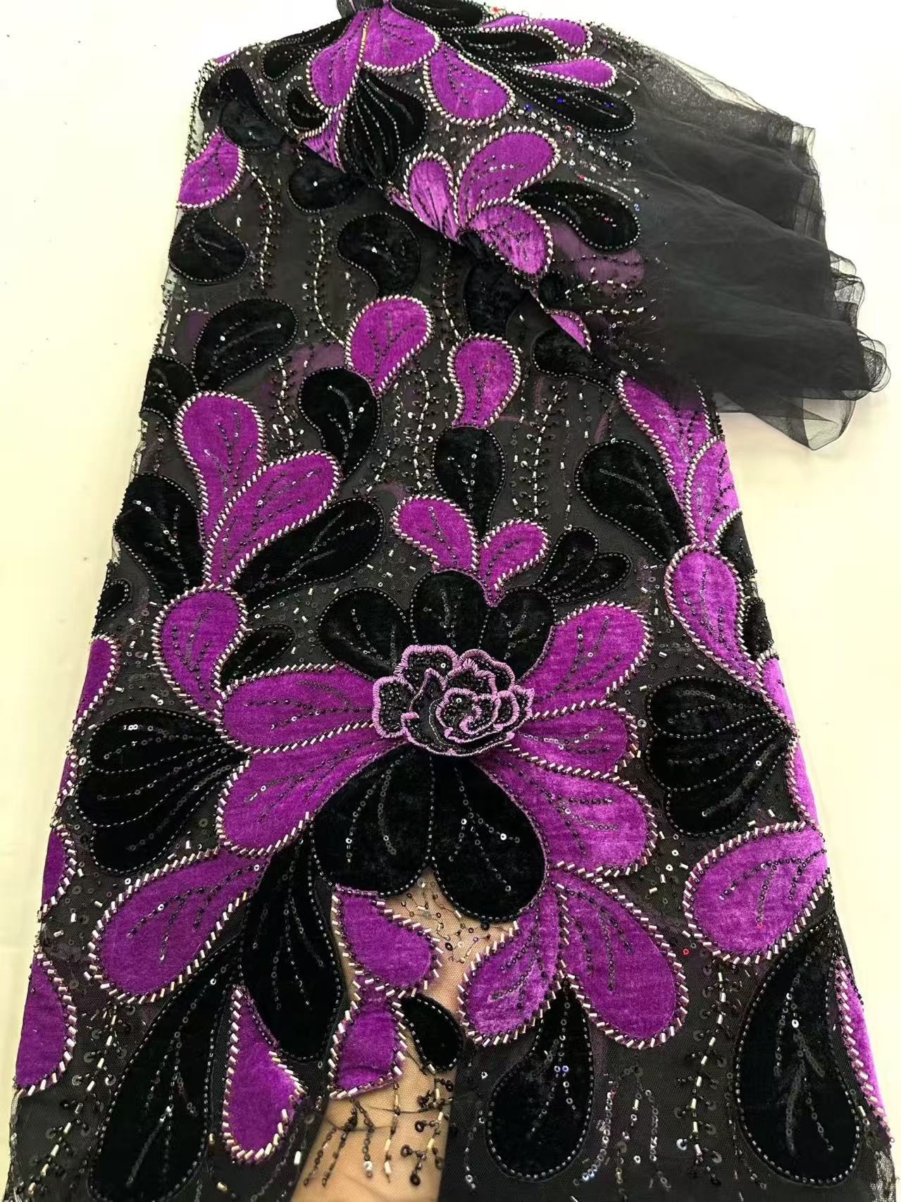 Embroidery Jersey - Latest African Velvet Lace Fabric Nigerian
