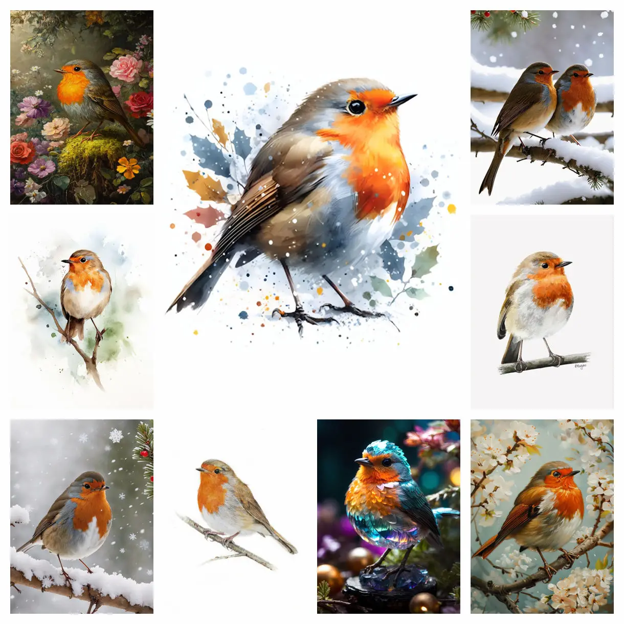 Embroidery Cream - Robin Bird Diamond Art Painting Cute