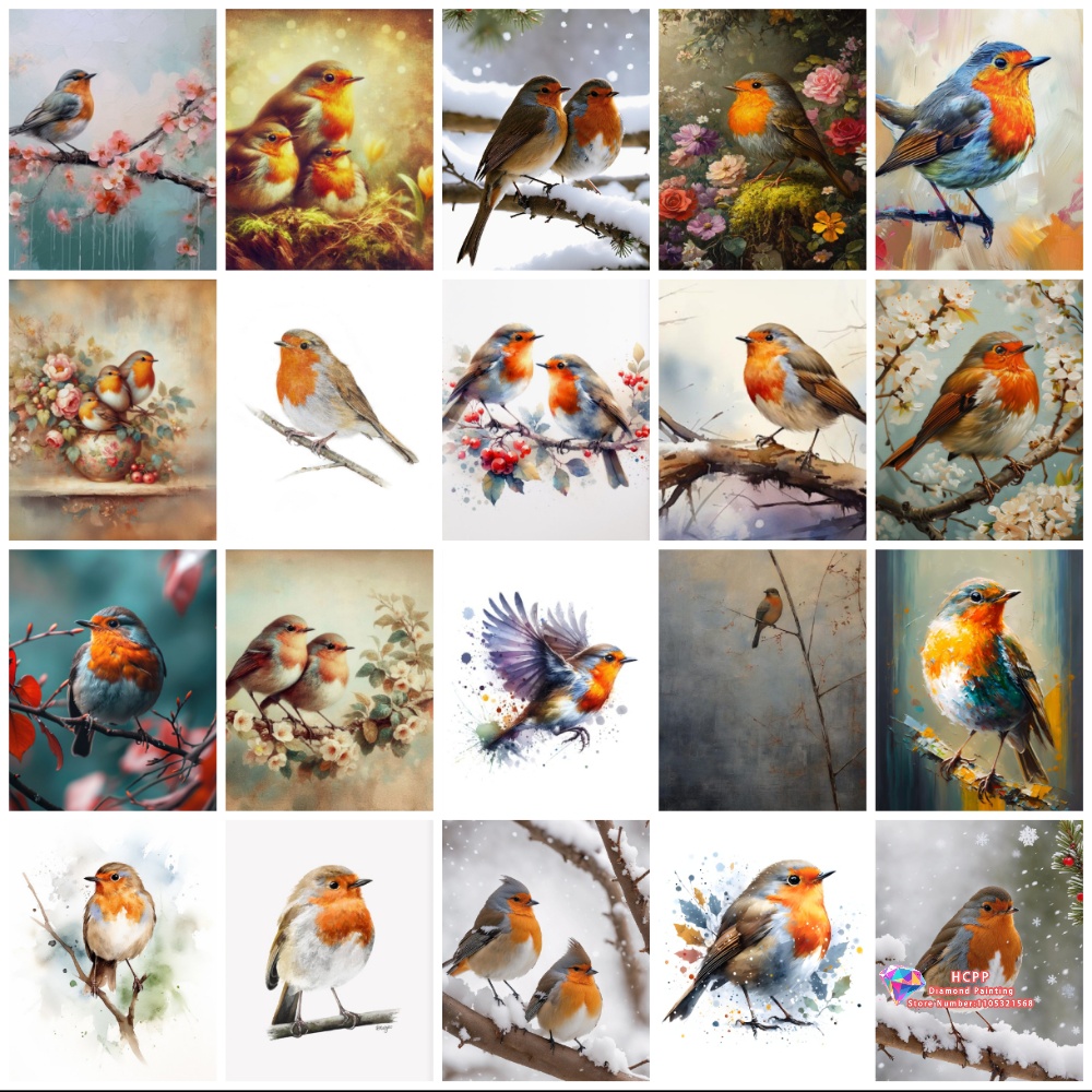 Embroidery Garments - unframe Robin Bird Cute Robin Cartoon