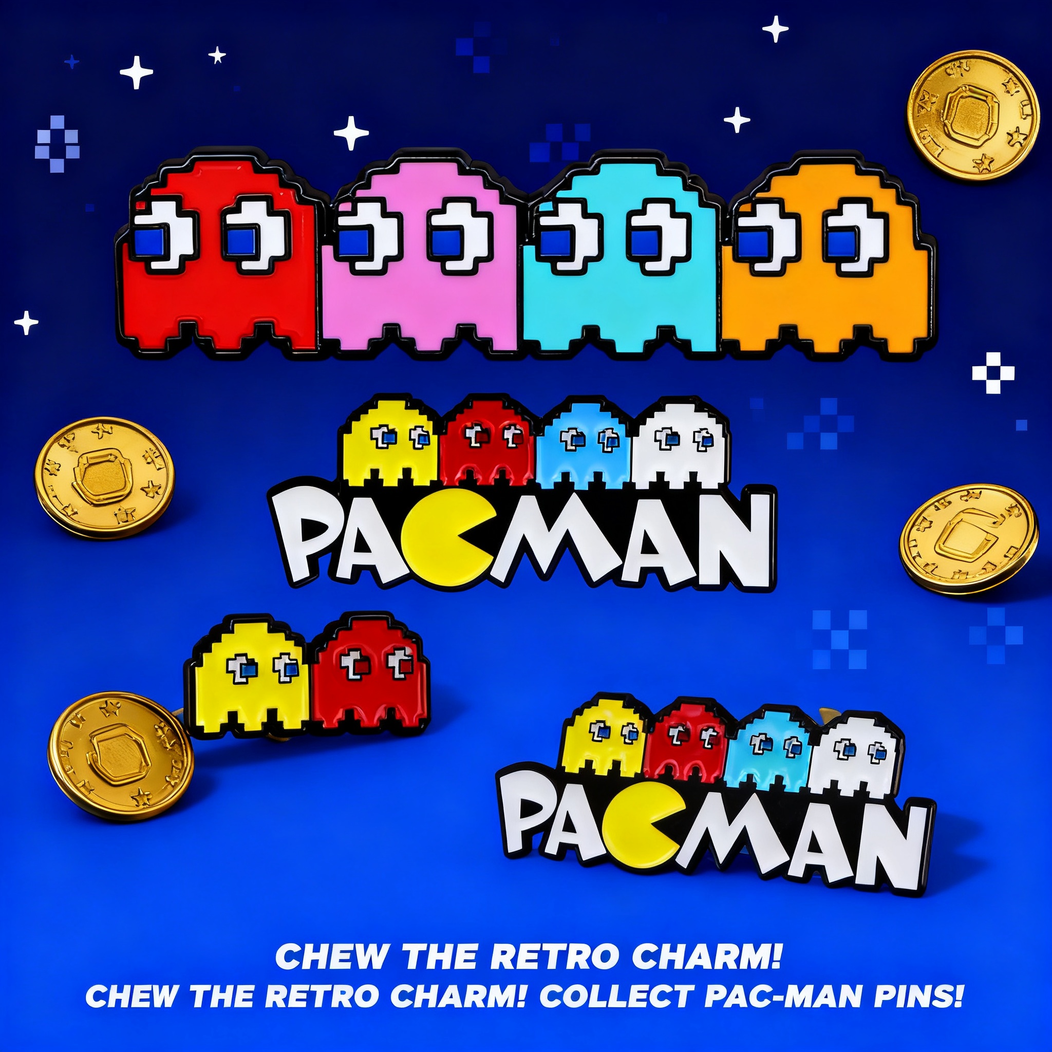 Embroidery Textile - Pac-Man Game Brooch Pin Badge Cross