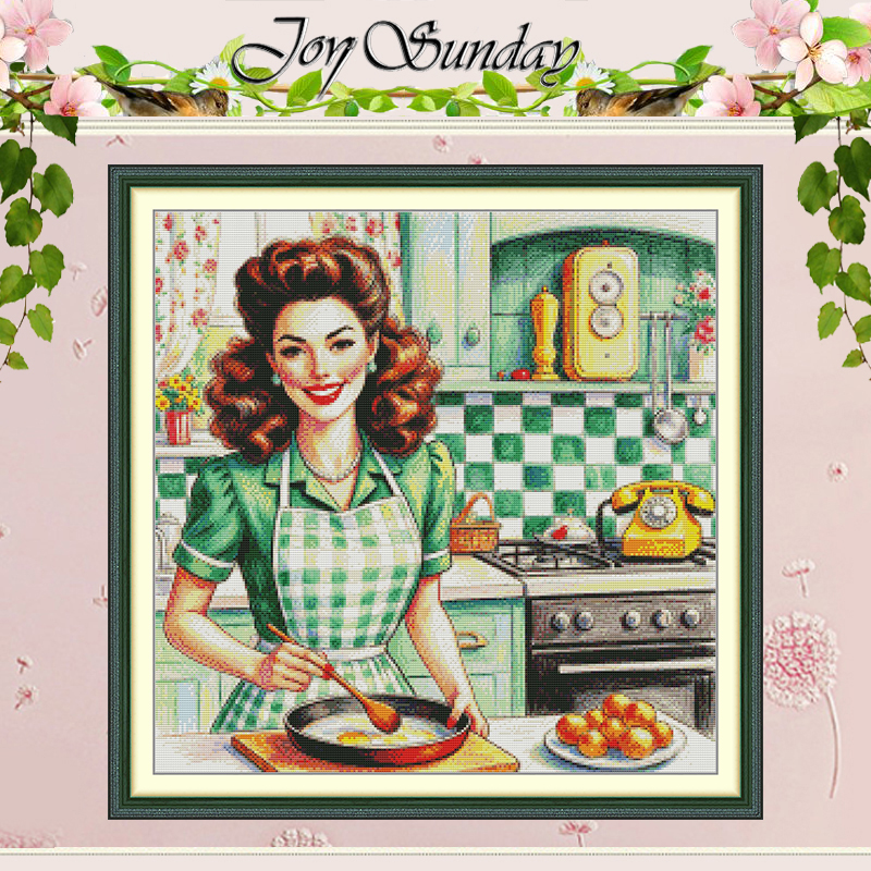 Embroidery Apron - The Girl in Green Checked Apron