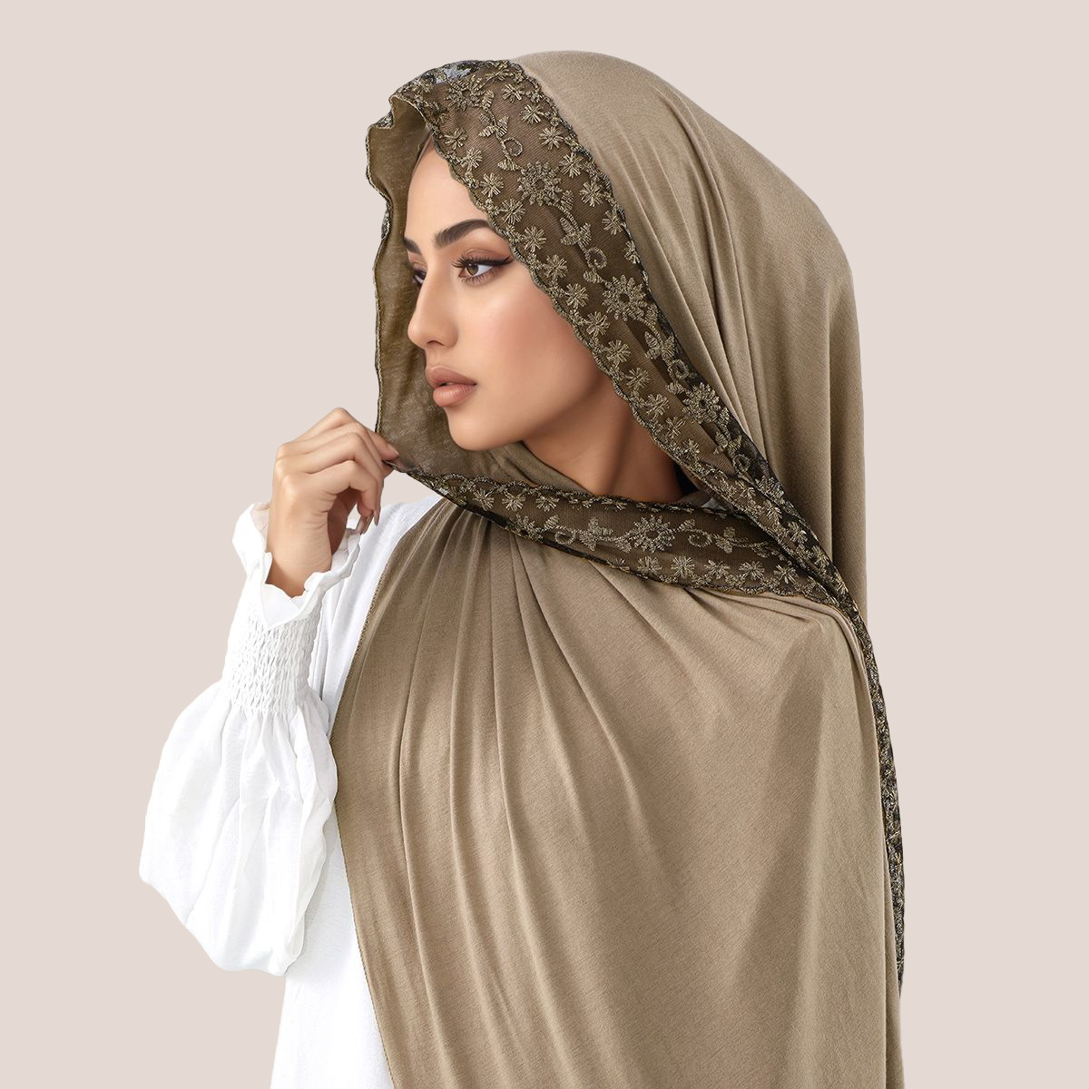 Lace Embroidery Cotton Jersey  - Embroidery Jersey のレビューと価格