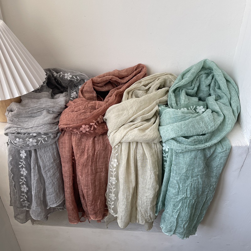 Cotton Linen Lace Splicing Sca - Embroidery Towel のレビューと価格