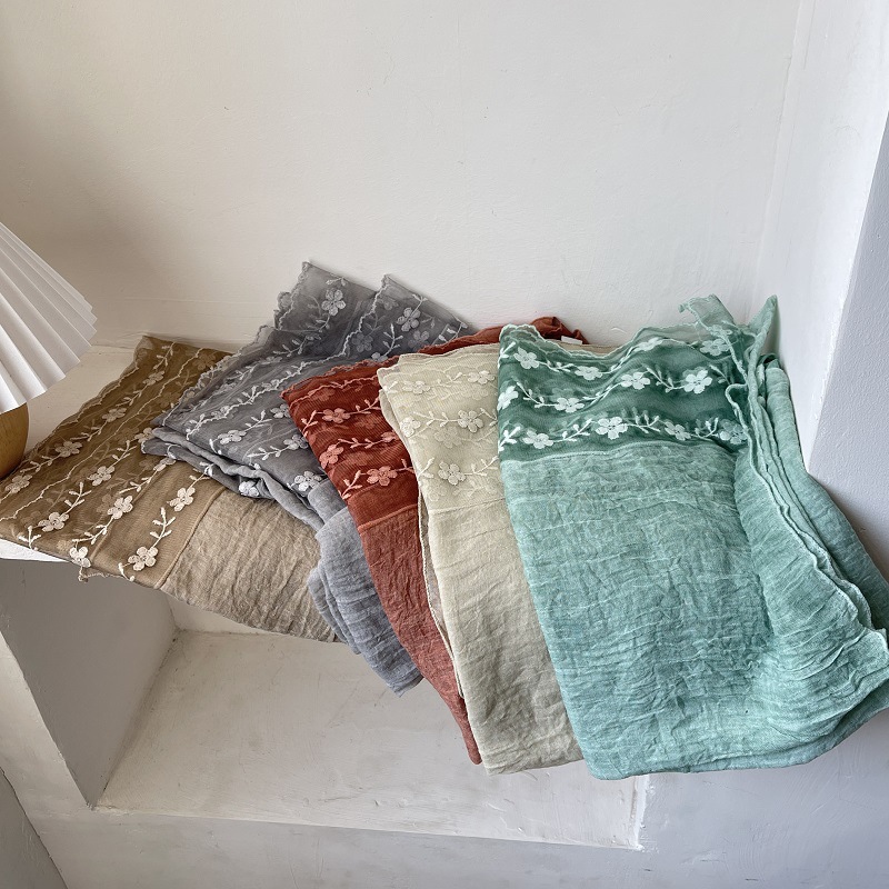 Cotton Linen Lace Splicing Sca - Embroidery Towel のレビューと価格