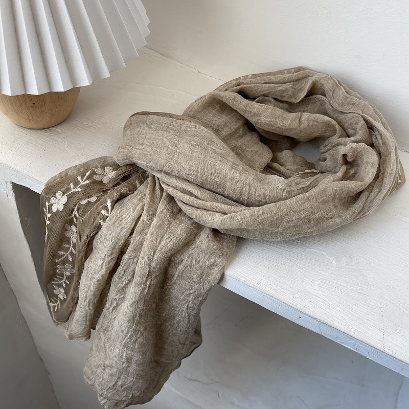 Cotton Linen Lace Splicing Sca - Embroidery Towel のレビューと価格