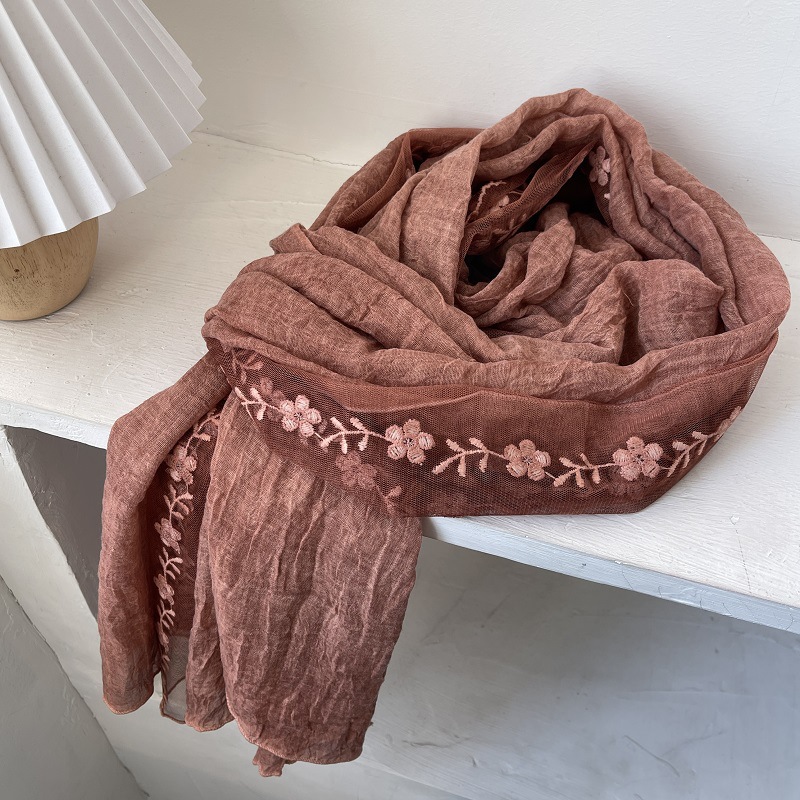 Cotton Linen Lace Splicing Sca - Embroidery Towel のレビューと価格