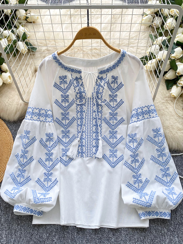 Women Blouse Embroidery Autumn - Embroidery Jersey のレビューと価格