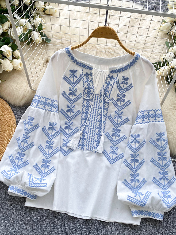 Women Blouse Embroidery Autumn - Embroidery Jersey のレビューと価格
