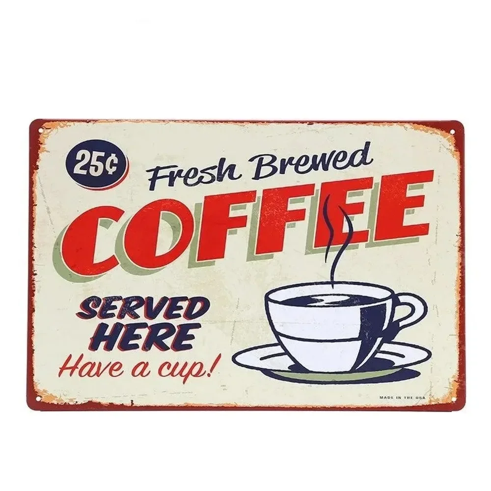 Plaque Metal Signs Drink Coffe - Embroidery Garden のレビューと価格