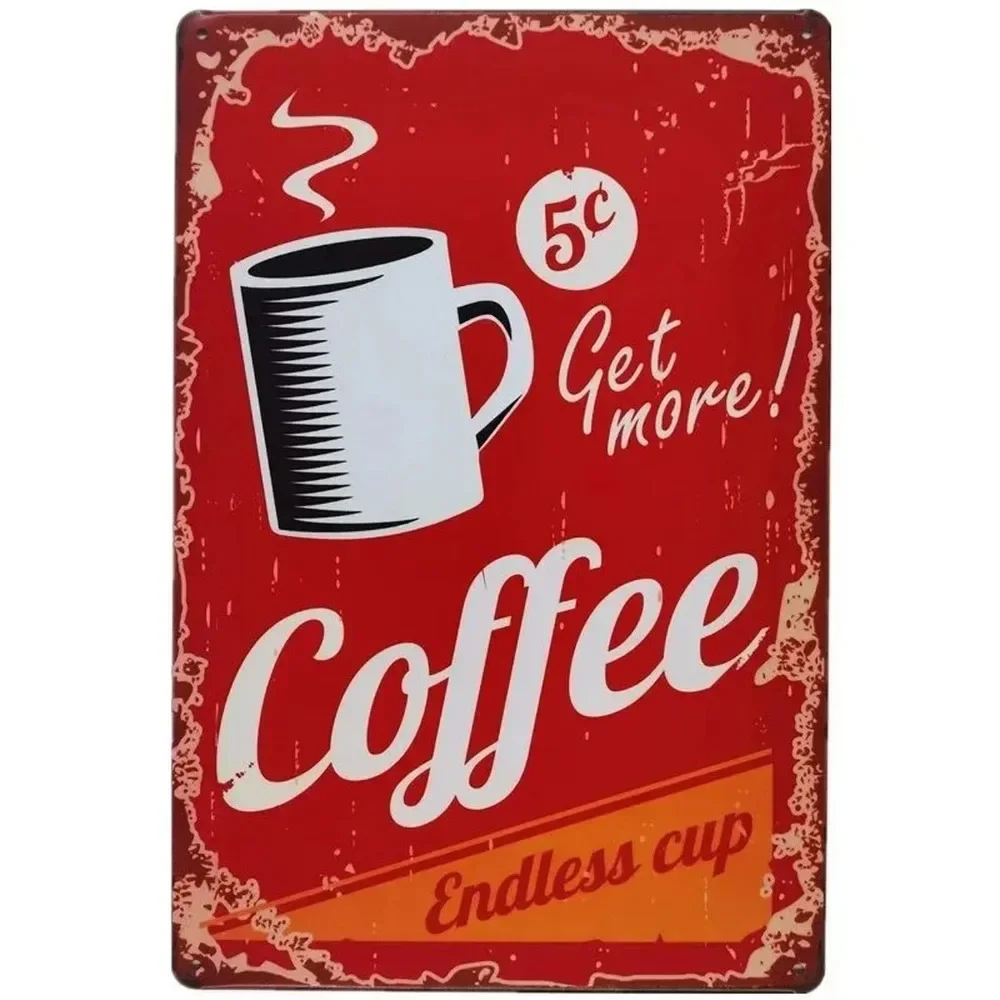 Plaque Metal Signs Drink Coffe - Embroidery Garden のレビューと価格