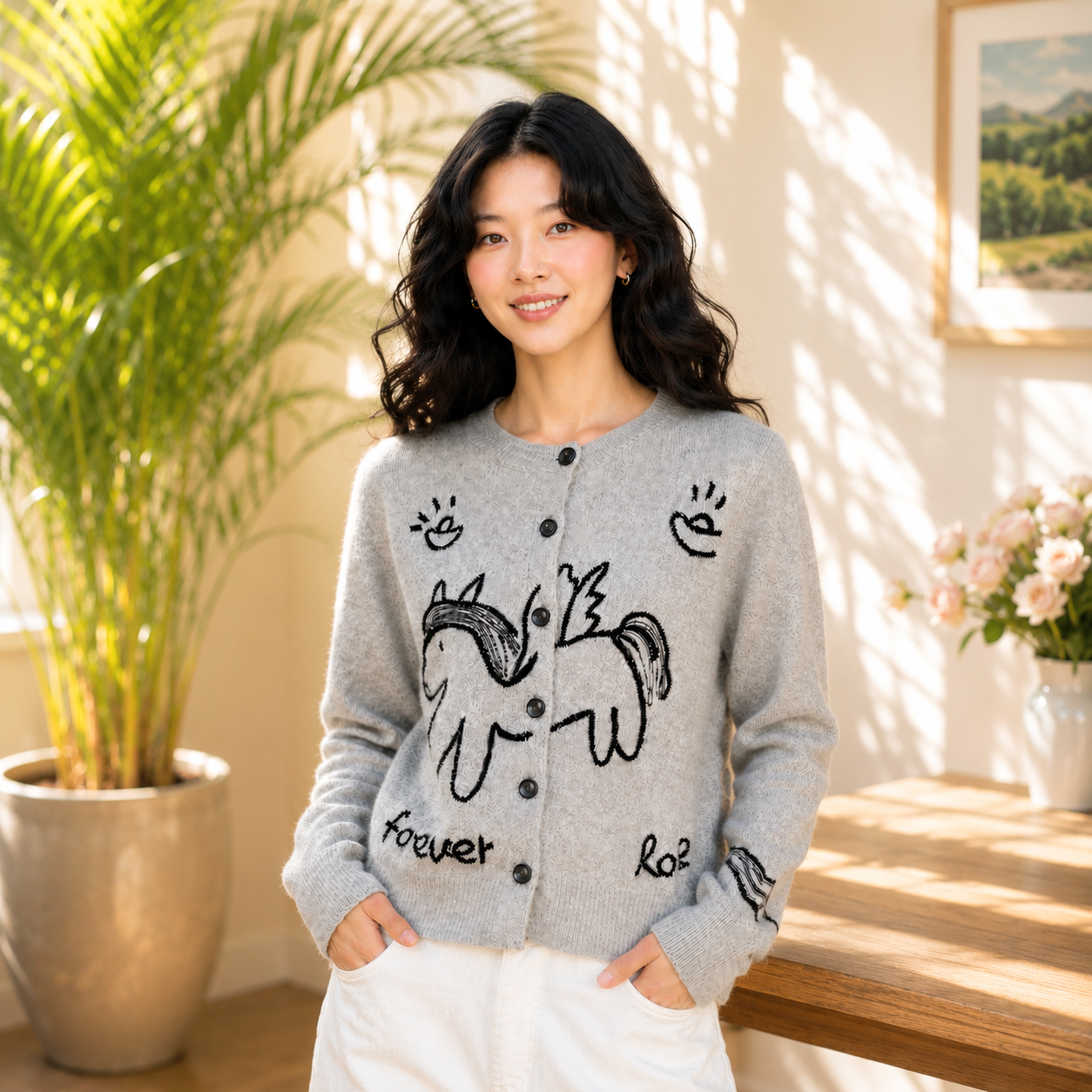 Stylish and versatile, this un - Embroidery Horse のレビューと価格
