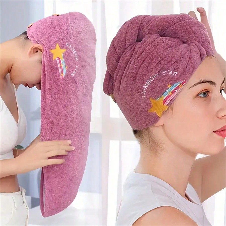 Quick-Dry Coral Fleece Hair To - Embroidery Towel のレビューと価格