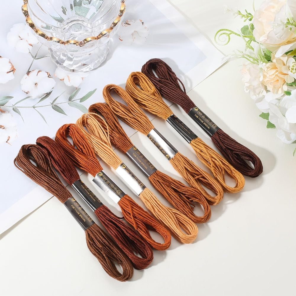 8 Skeins 6 Strands Brown Embro - Embroidery Computer のレビューと価格