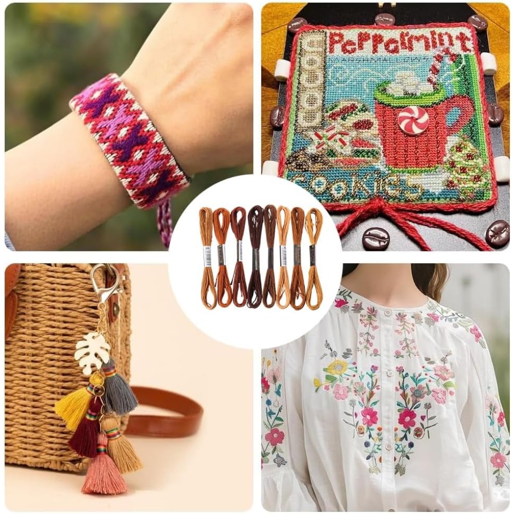 8 Skeins 6 Strands Brown Embro - Embroidery Computer のレビューと価格