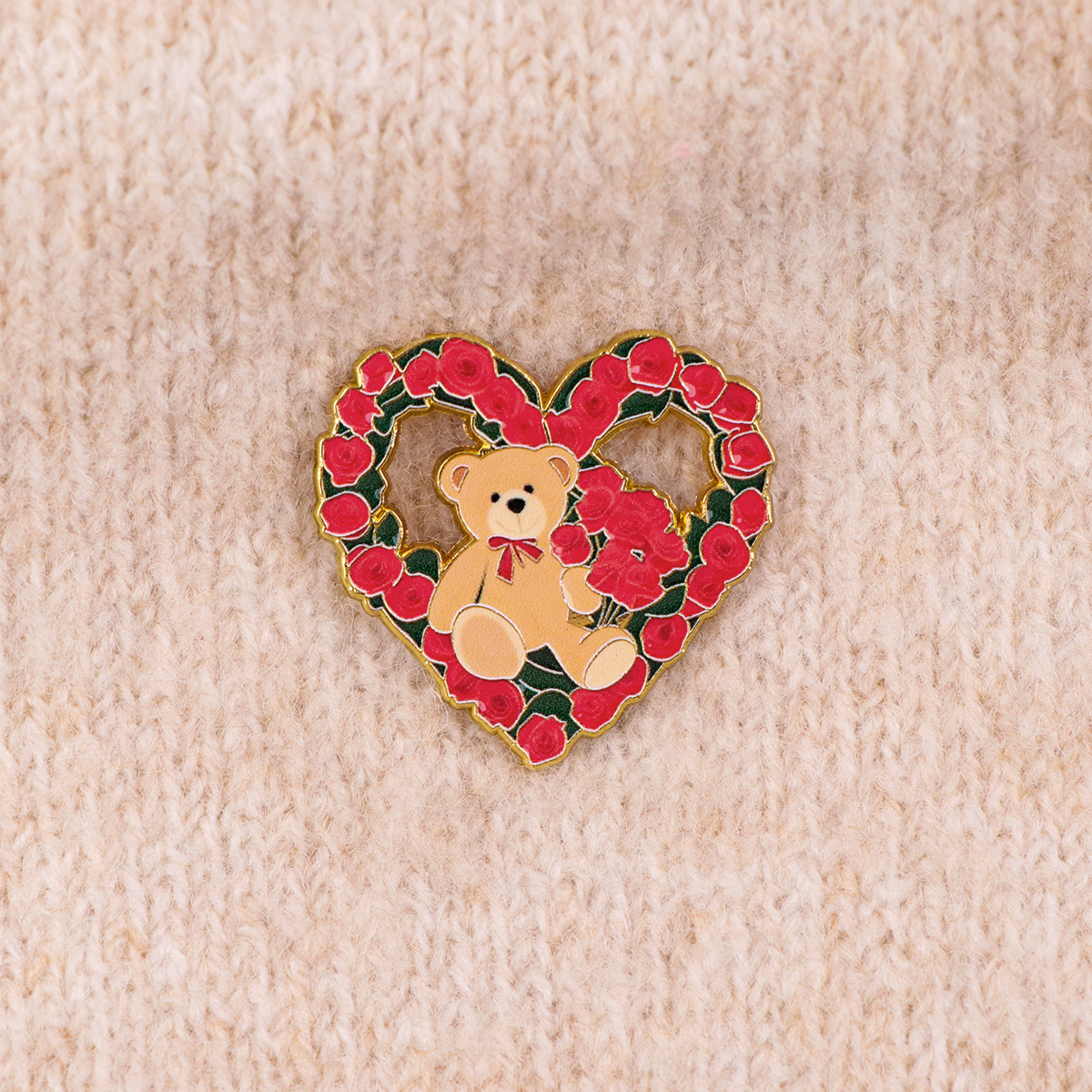 Fox Rose Bear Enamel Pins Anim - Embroidery Textile のレビューと価格