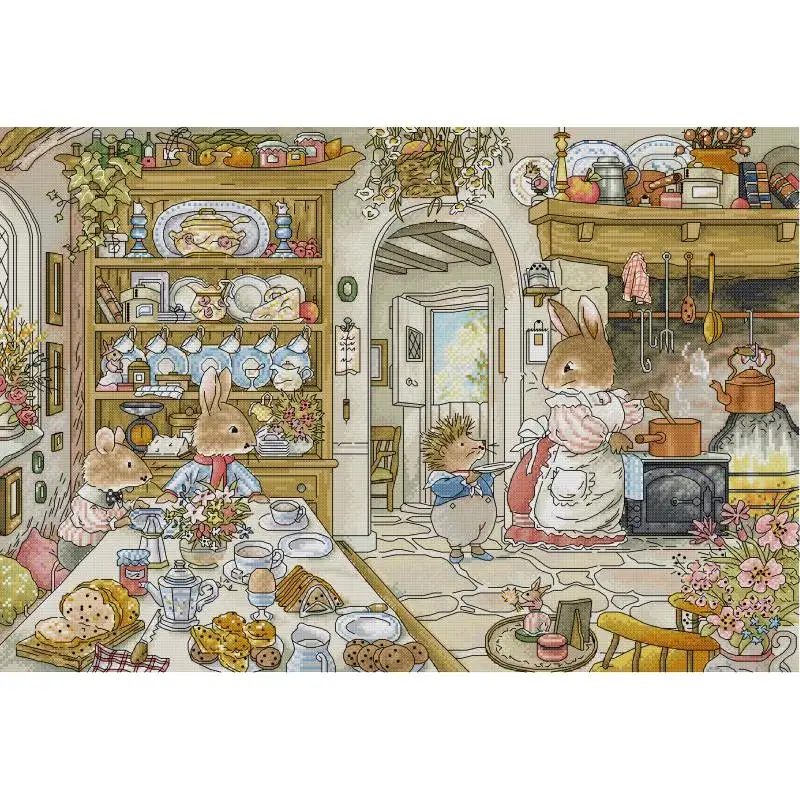 Rabbit's Kitchen Cartoon Anima - Embroidery Kitchen のレビューと価格