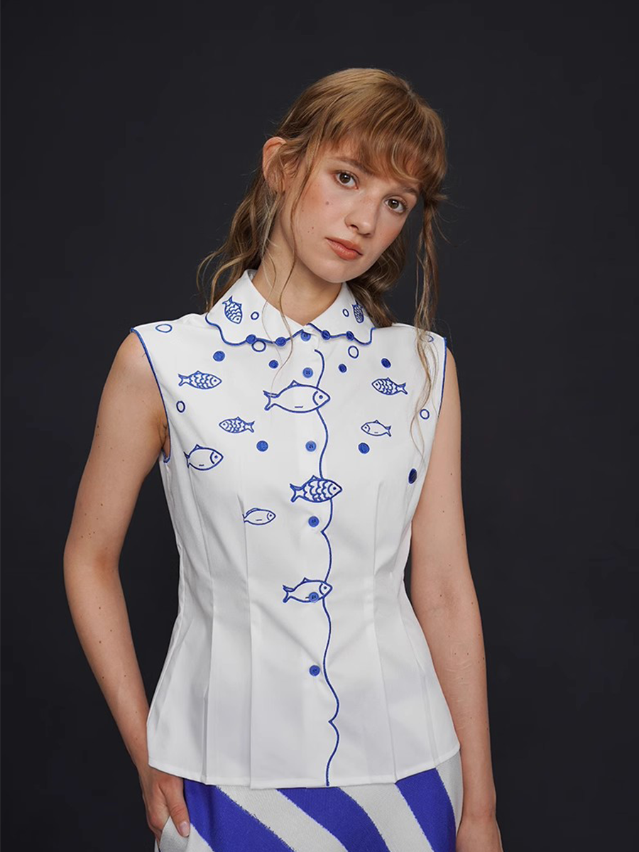 Ladies' Summer Fishbone Embroi - Embroidery Jersey のレビューと価格