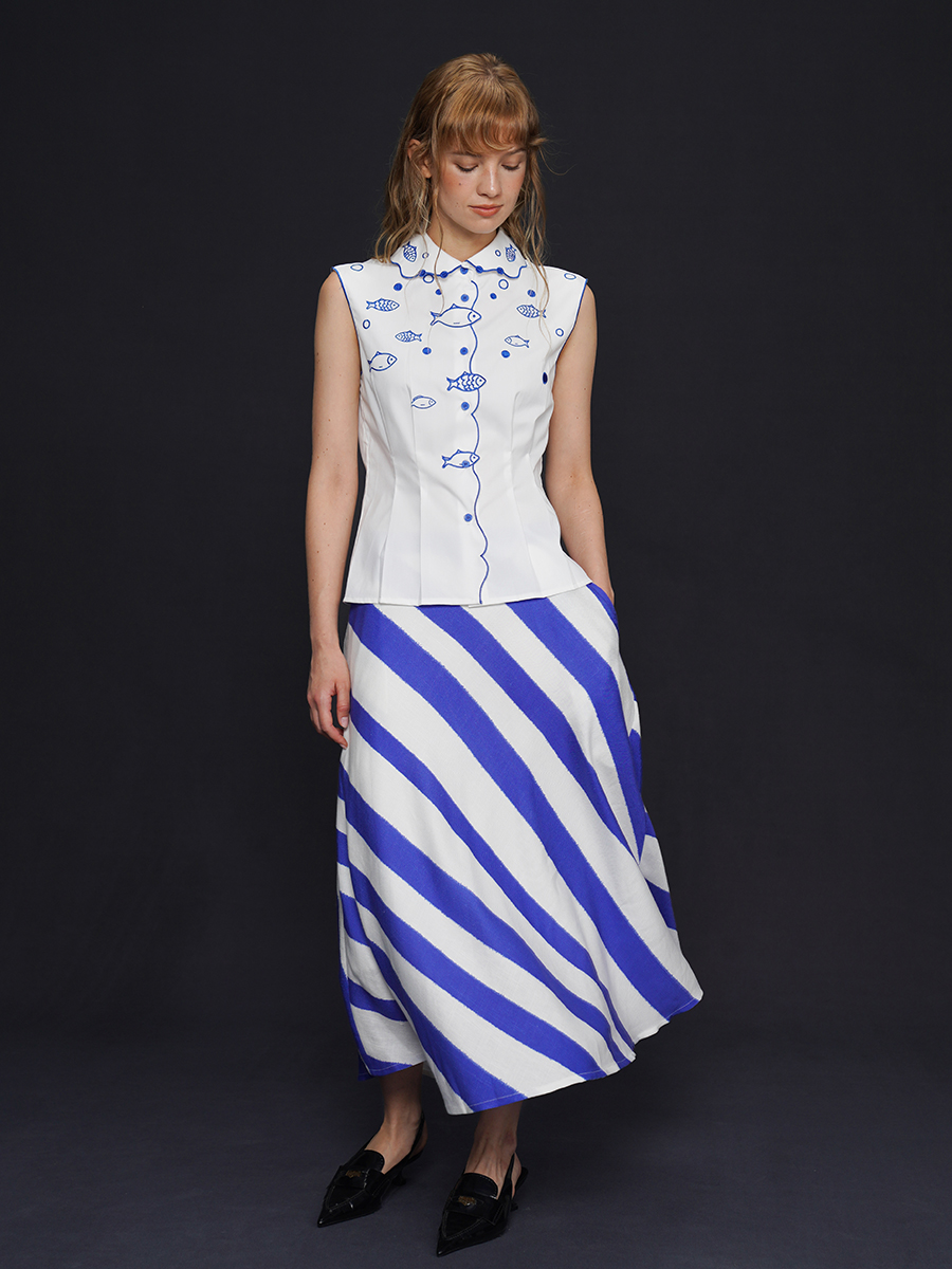 Ladies' Summer Fishbone Embroi - Embroidery Jersey のレビューと価格