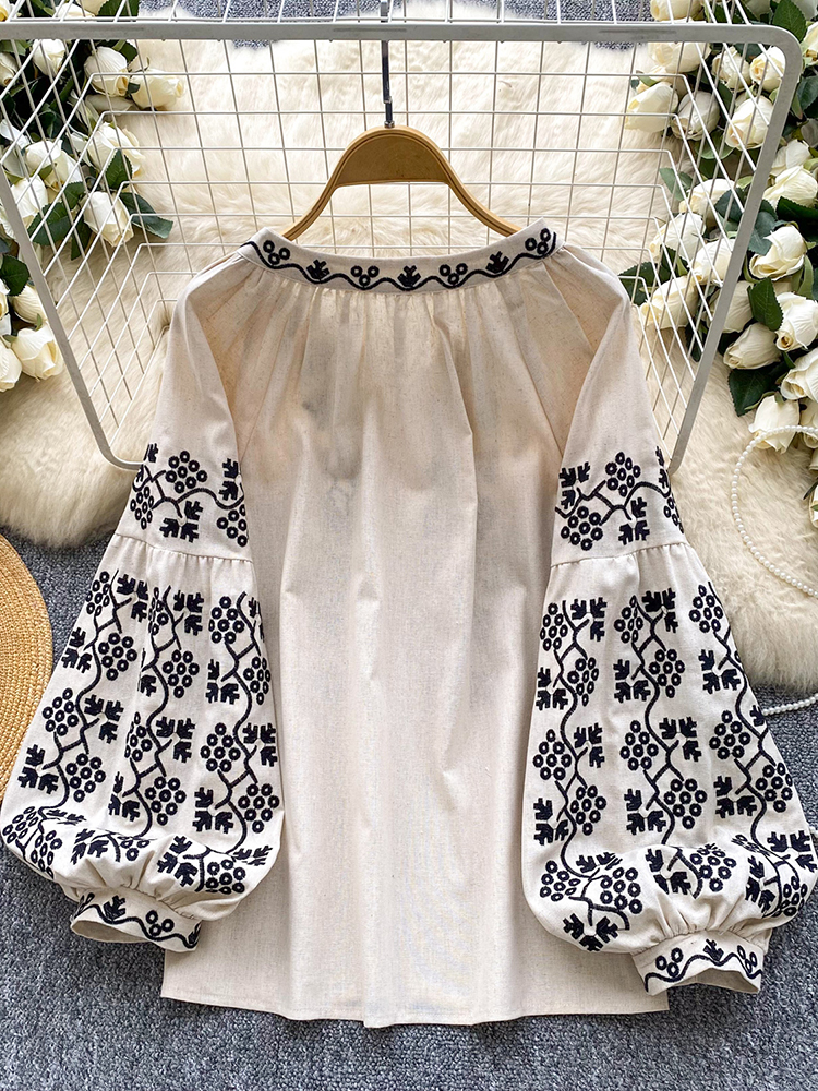 Women embroidered blouse autum - Embroidery Jersey のレビューと価格