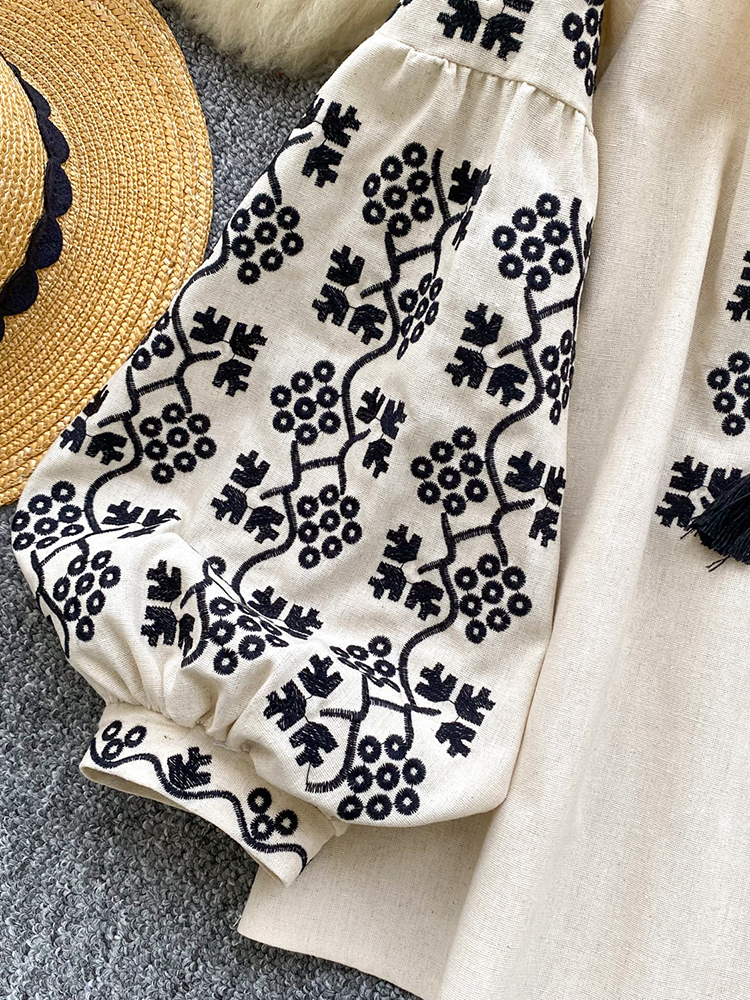 Women embroidered blouse autum - Embroidery Jersey のレビューと価格
