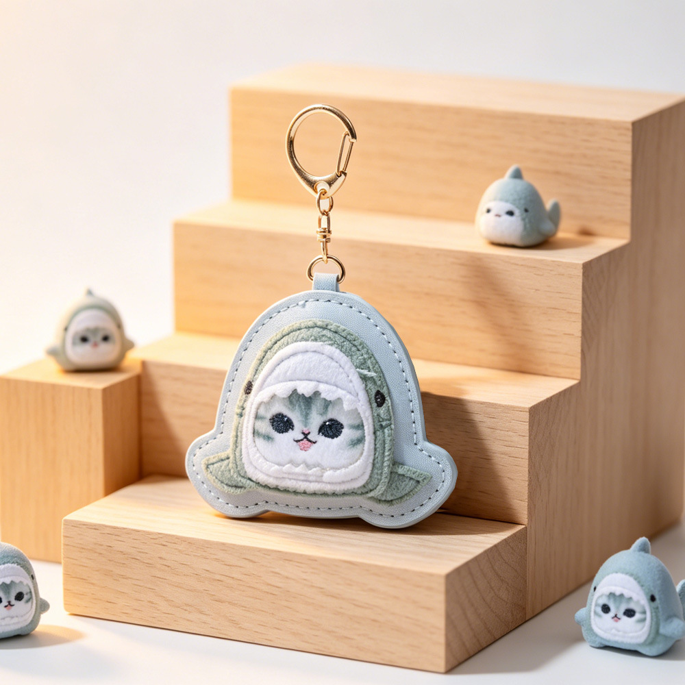Cartoon Mofusand Shark Cat Lea - Embroidery Towel のレビューと価格
