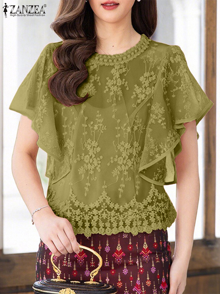 ZANZEA Women Embroidery Blouse - Embroidery Jersey のレビューと価格