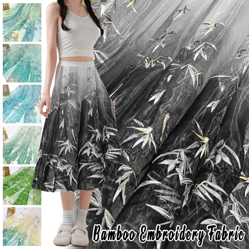 Bamboo Embroidered Organza Fab - Embroidery Horse のレビューと価格
