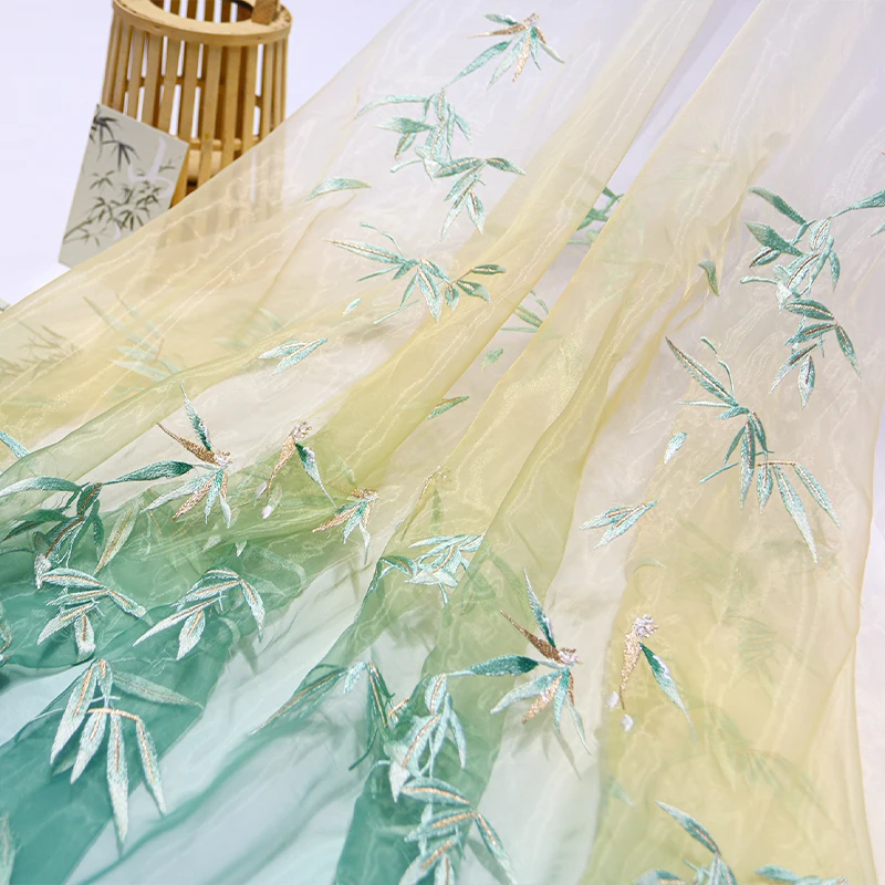 Bamboo Embroidered Organza Fab - Embroidery Horse のレビューと価格