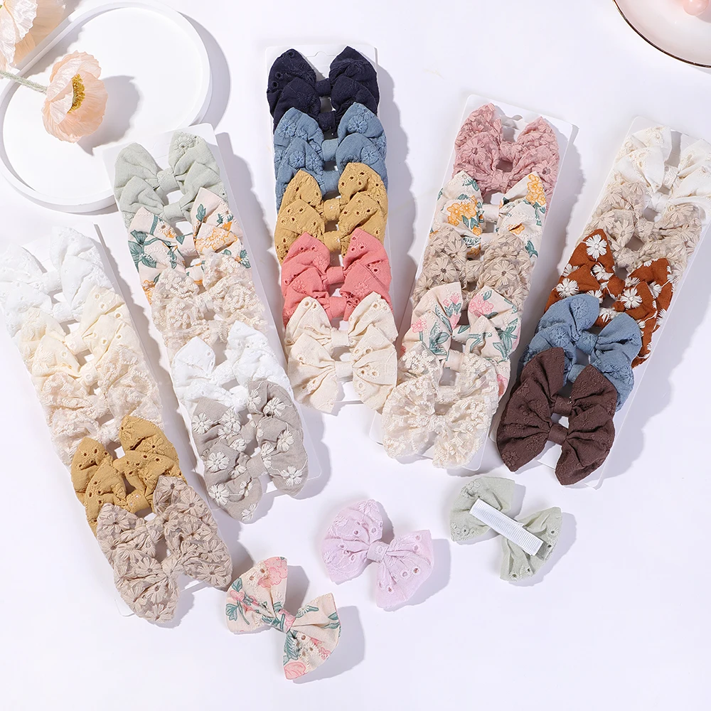 10Pcs/Set Fashion Bows Hairgri - Embroidery Love のレビューと価格