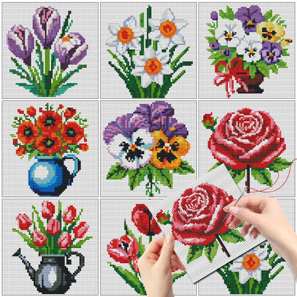Evershine 8pcs Mini Flower Cro - Embroidery X Stitch のレビューと価格