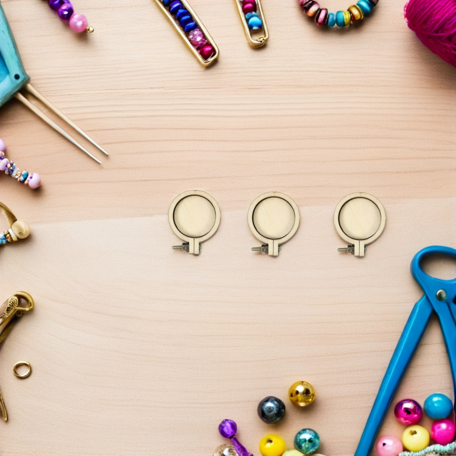 18Pcs Mini Wood Embroidery Hoo - Embroidery Frame のレビューと価格