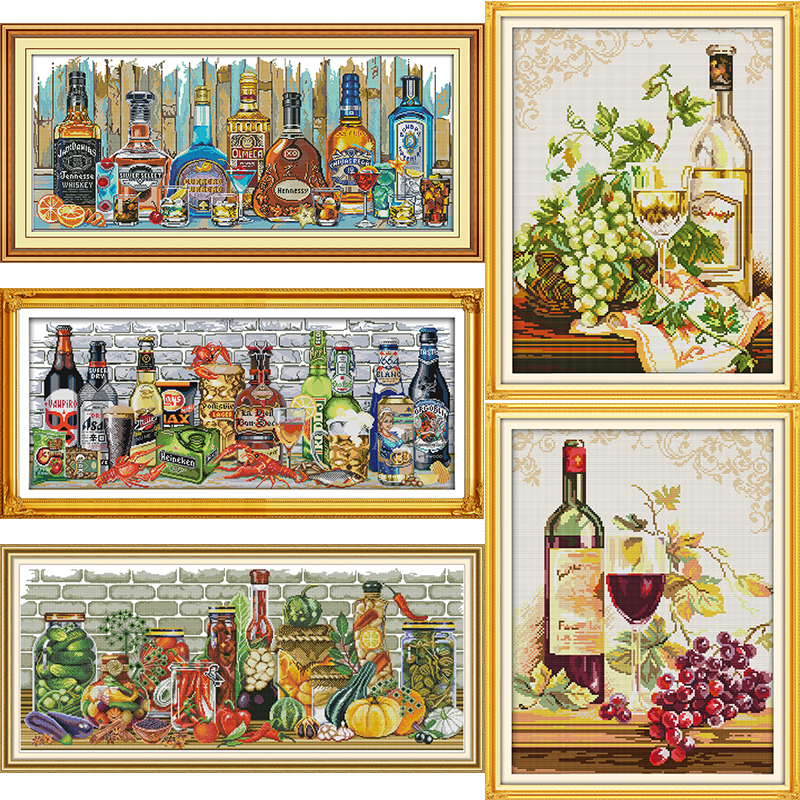Wine and Bottle Collection Pri - Embroidery Kitchen のレビューと価格