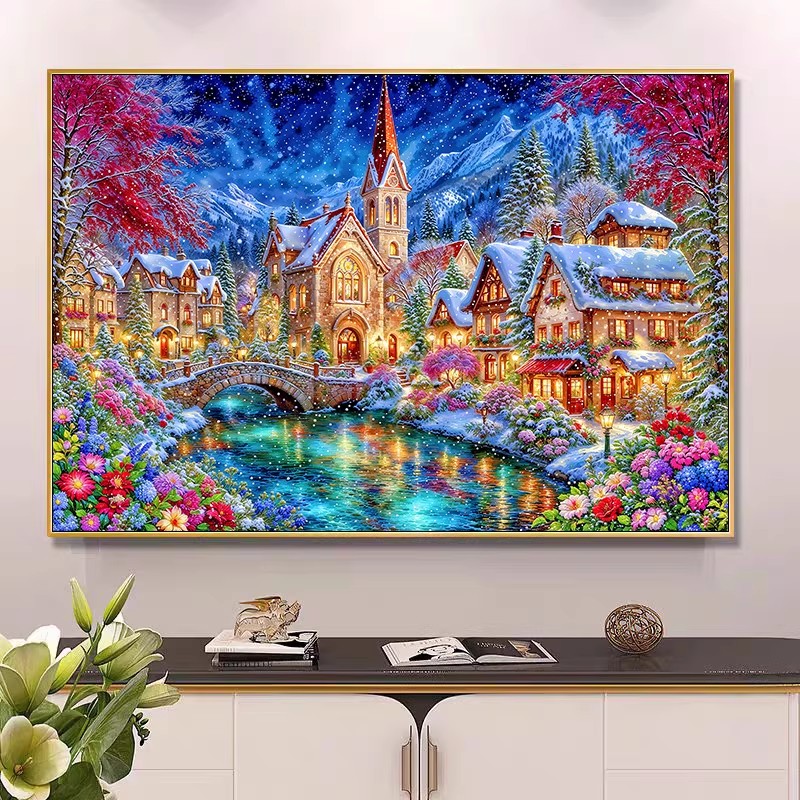 9ct 100x75cm Winter Church Emb - Embroidery X Stitch のレビューと価格