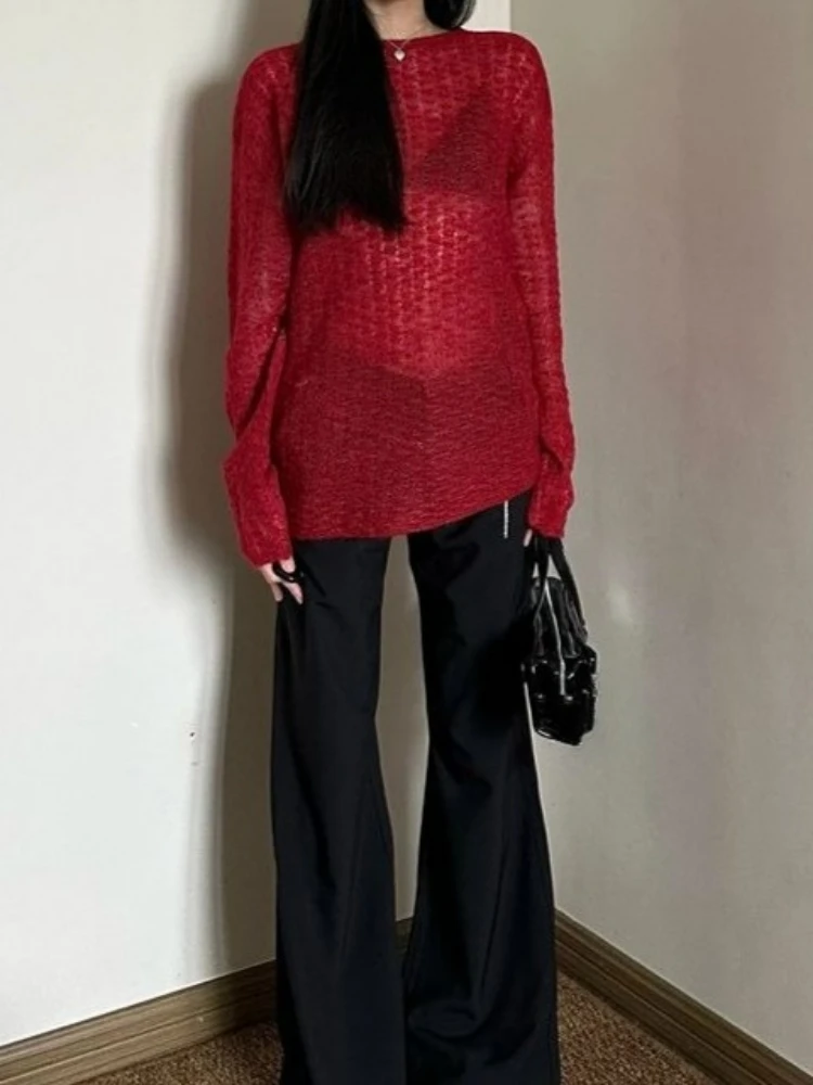 Y2K See-Through Knitted Women' - Embroidery Knit のレビューと価格